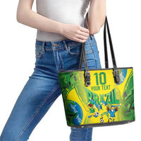 Brazil Football Custom Leather Tote Bag Brasil Birds Mascot Bora Brasil!