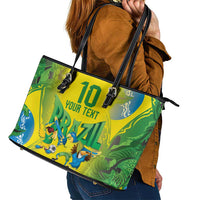 Brazil Football Custom Leather Tote Bag Brasil Birds Mascot Bora Brasil!
