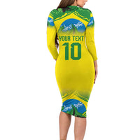 Brazil Football Custom Long Sleeve Bodycon Dress Brasil Birds Mascot Bora Brasil!