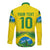 Brazil Football Custom Long Sleeve Button Shirt Brasil Birds Mascot Bora Brasil!