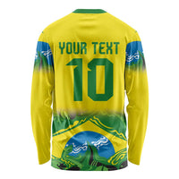 Brazil Football Custom Long Sleeve Shirt Brasil Birds Mascot Bora Brasil!