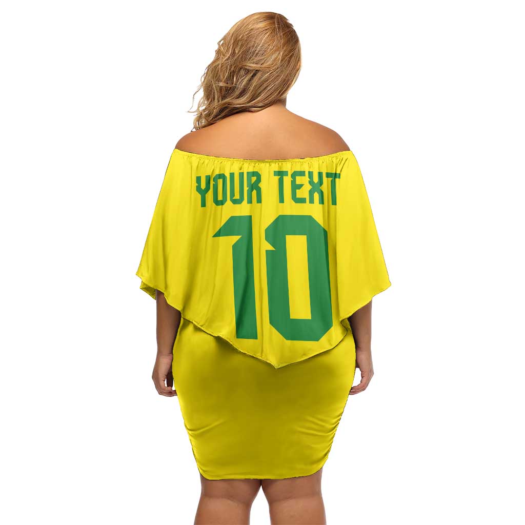 Brazil Football Custom Off Shoulder Short Dress Brasil Birds Mascot Bora Brasil!