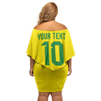 Brazil Football Custom Off Shoulder Short Dress Brasil Birds Mascot Bora Brasil!