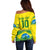 Brazil Football Custom Off Shoulder Sweater Brasil Birds Mascot Bora Brasil!