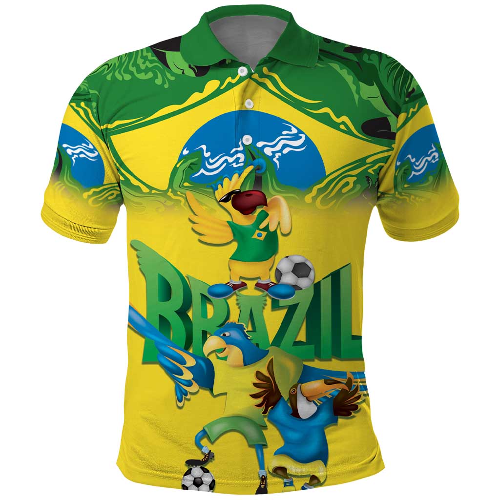 Brazil Football Custom Polo Shirt Brasil Birds Mascot Bora Brasil!
