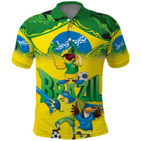 Brazil Football Custom Polo Shirt Brasil Birds Mascot Bora Brasil!