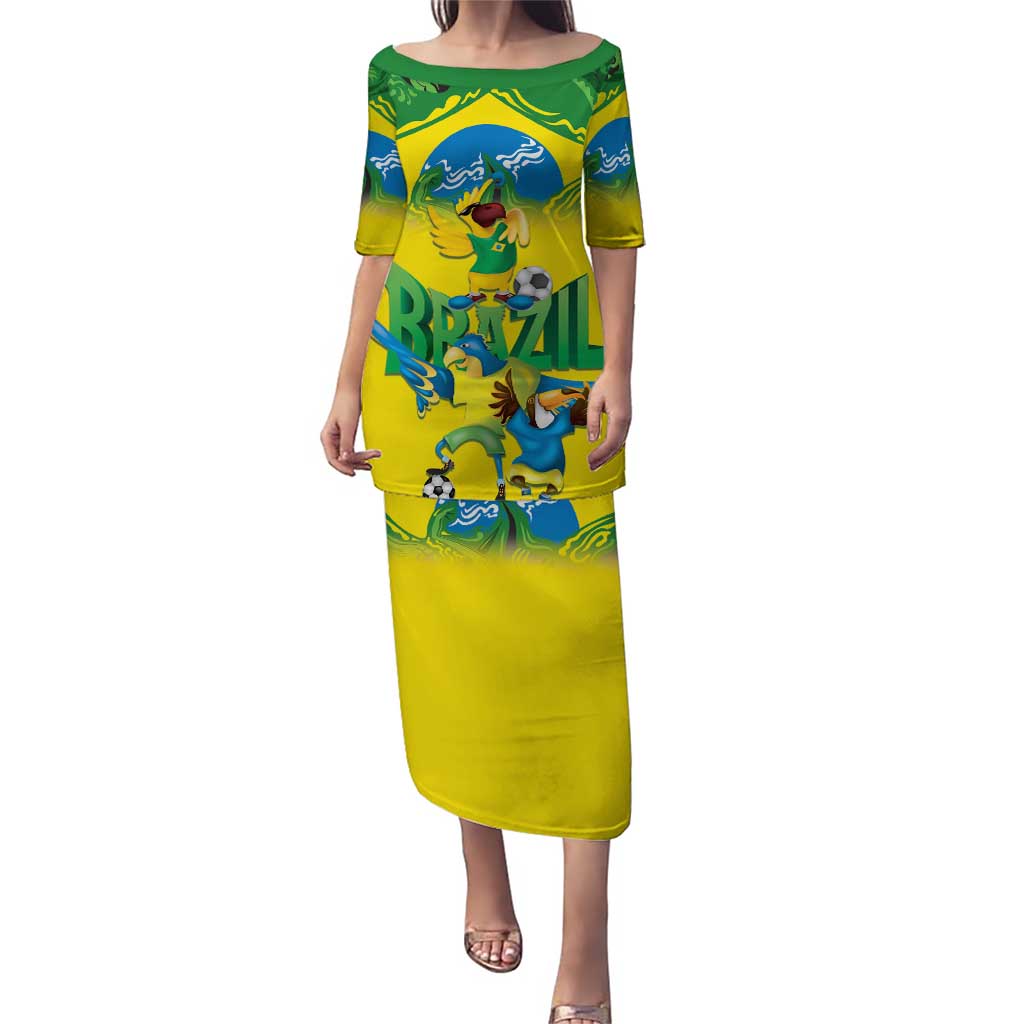 Brazil Football Custom Puletasi Brasil Birds Mascot Bora Brasil!