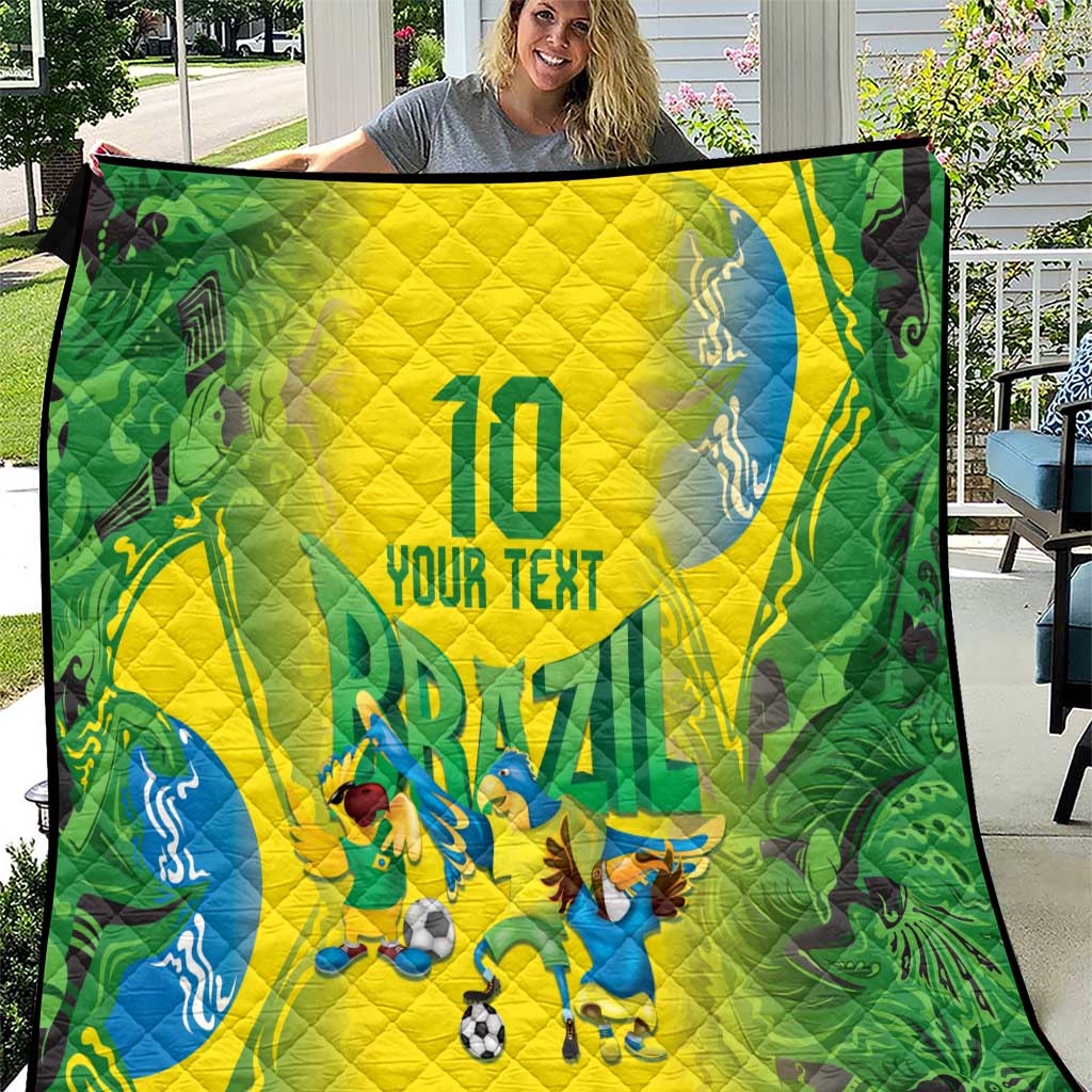 Brazil Football Custom Quilt Brasil Birds Mascot Bora Brasil!