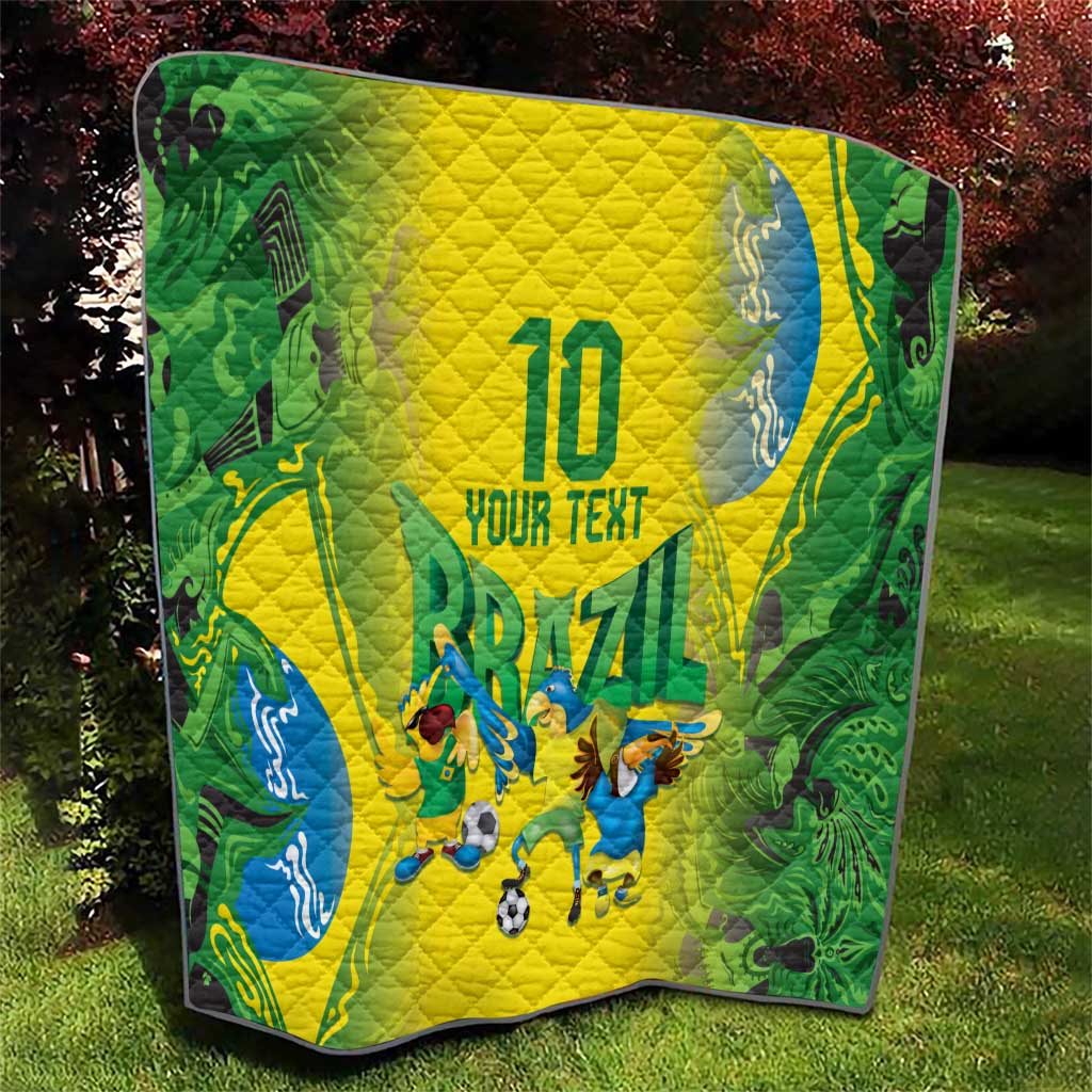 Brazil Football Custom Quilt Brasil Birds Mascot Bora Brasil!
