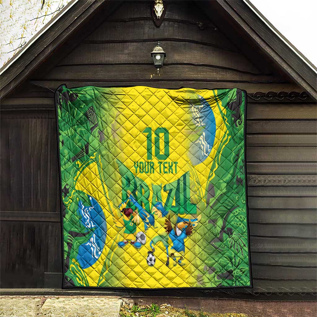 Brazil Football Custom Quilt Brasil Birds Mascot Bora Brasil!