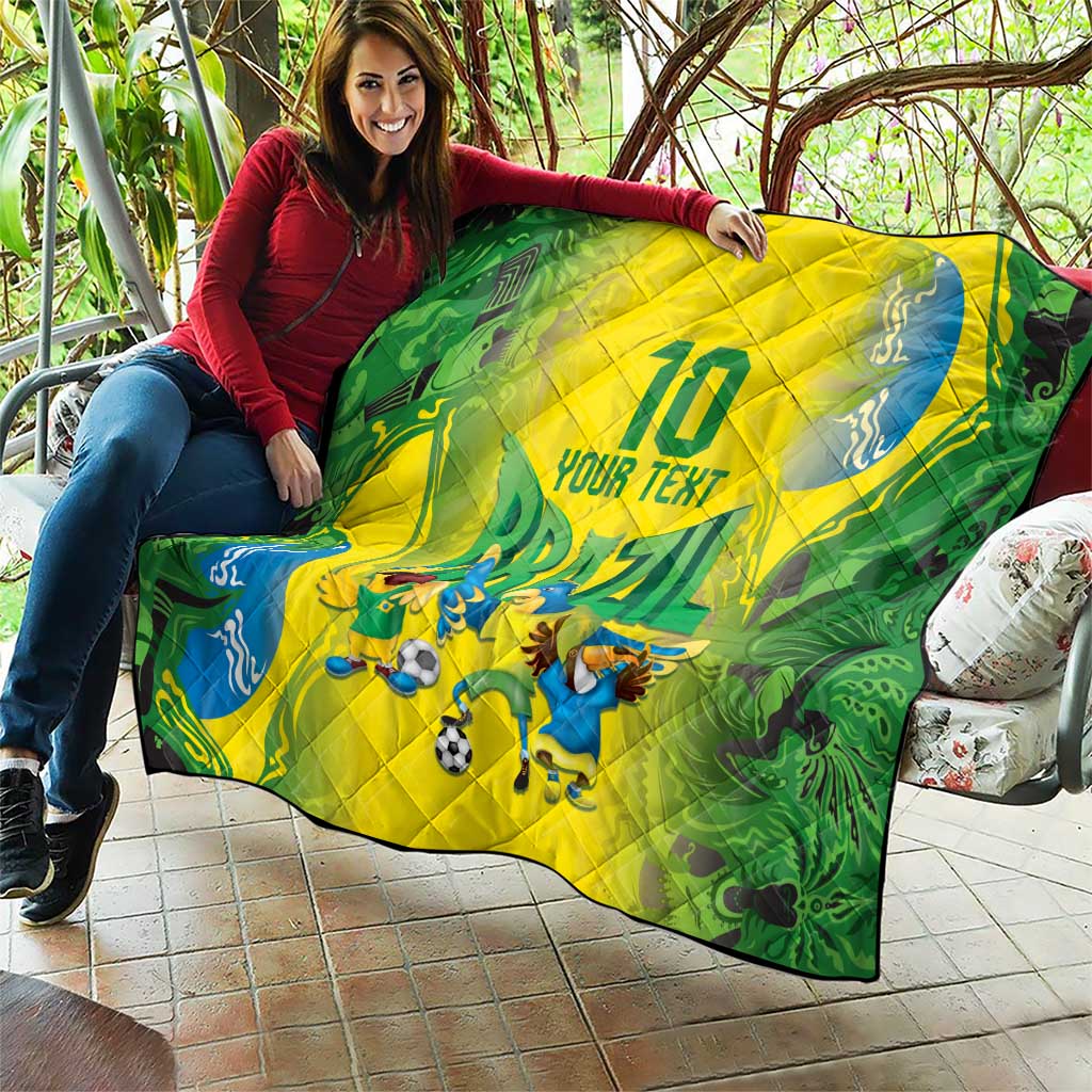 Brazil Football Custom Quilt Brasil Birds Mascot Bora Brasil!