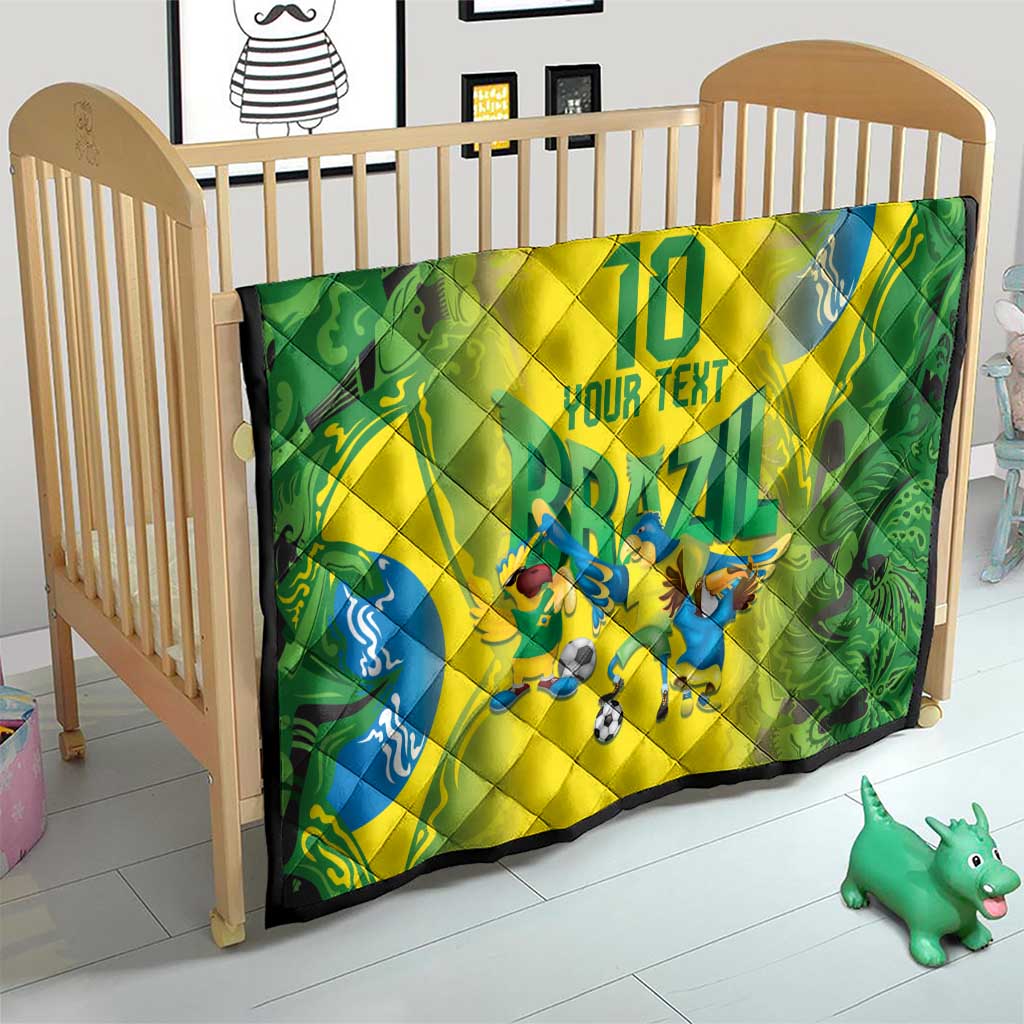 Brazil Football Custom Quilt Brasil Birds Mascot Bora Brasil!