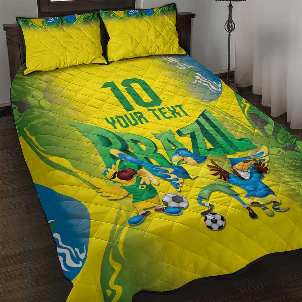 Brazil Football Custom Quilt Bed Set Brasil Birds Mascot Bora Brasil!