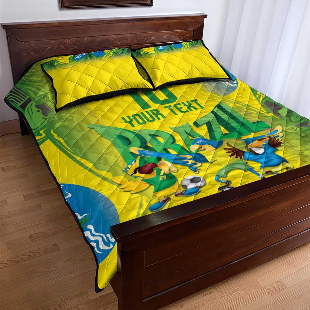 Brazil Football Custom Quilt Bed Set Brasil Birds Mascot Bora Brasil!