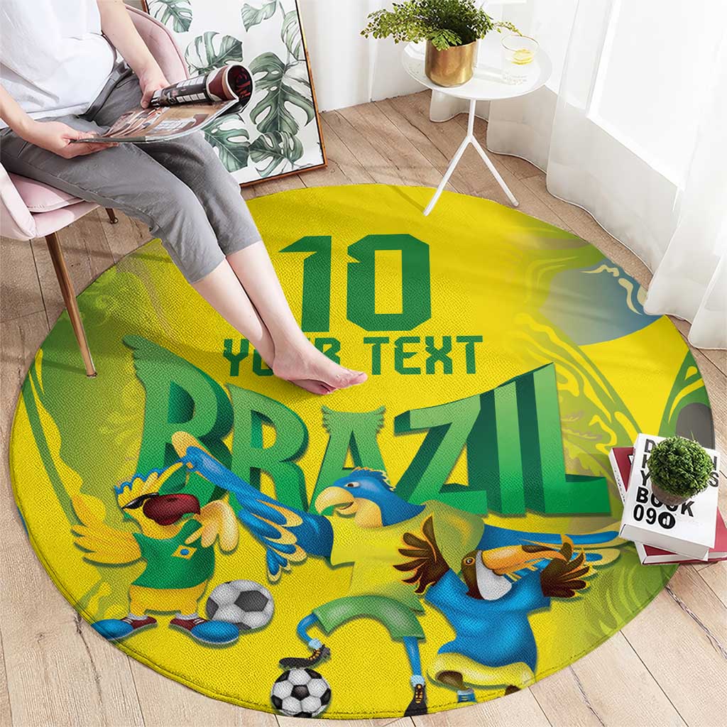 Brazil Football Custom Round Carpet Brasil Birds Mascot Bora Brasil!