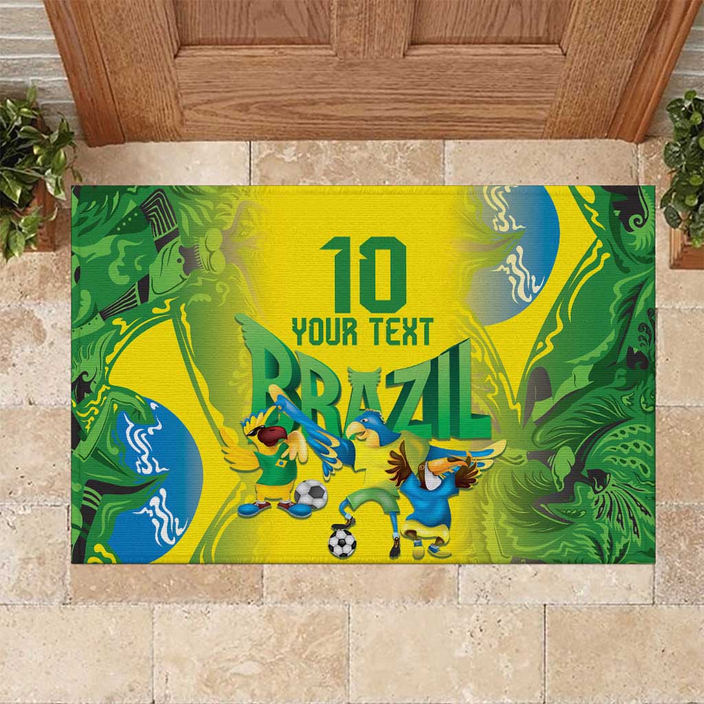 Brazil Football Custom Rubber Doormat Brasil Birds Mascot Bora Brasil!