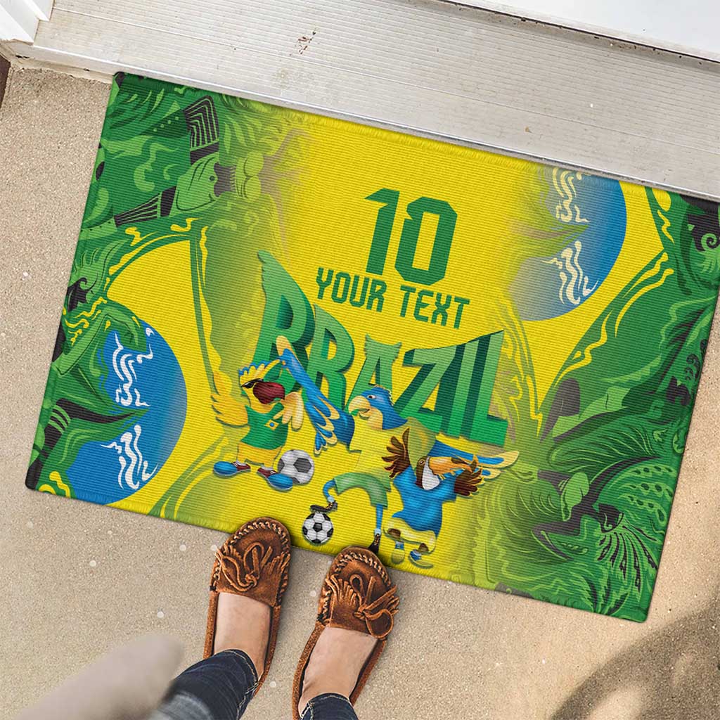 Brazil Football Custom Rubber Doormat Brasil Birds Mascot Bora Brasil!