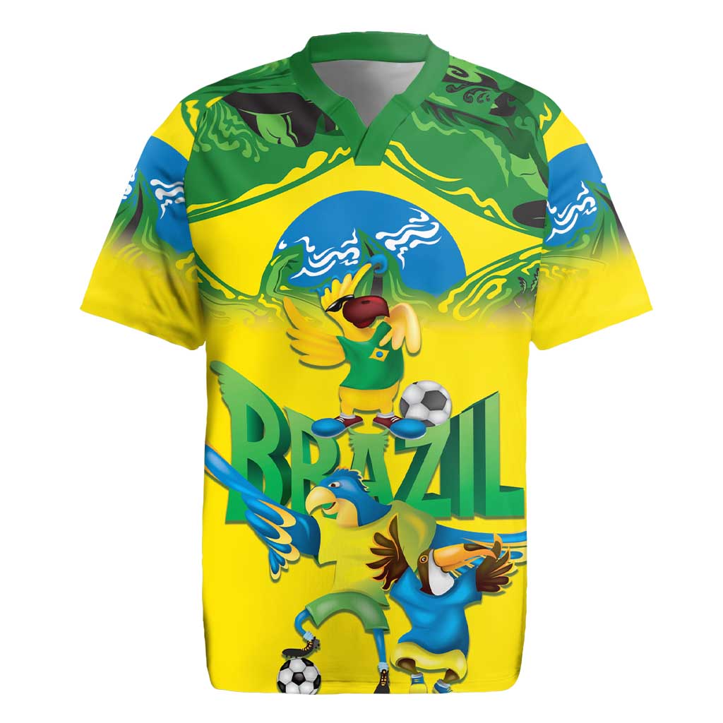 Brazil Football Custom Rugby Jersey Brasil Birds Mascot Bora Brasil!