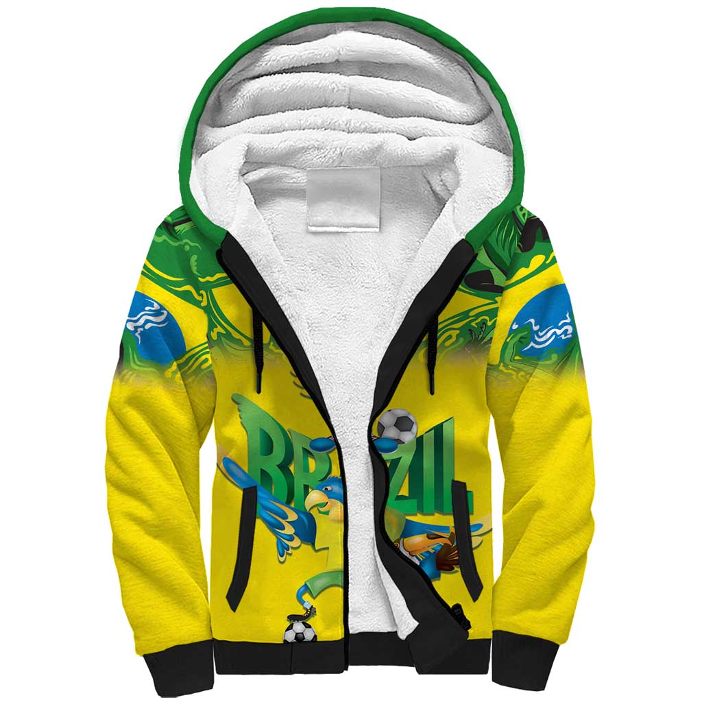 Brazil Football Custom Sherpa Hoodie Brasil Birds Mascot Bora Brasil!