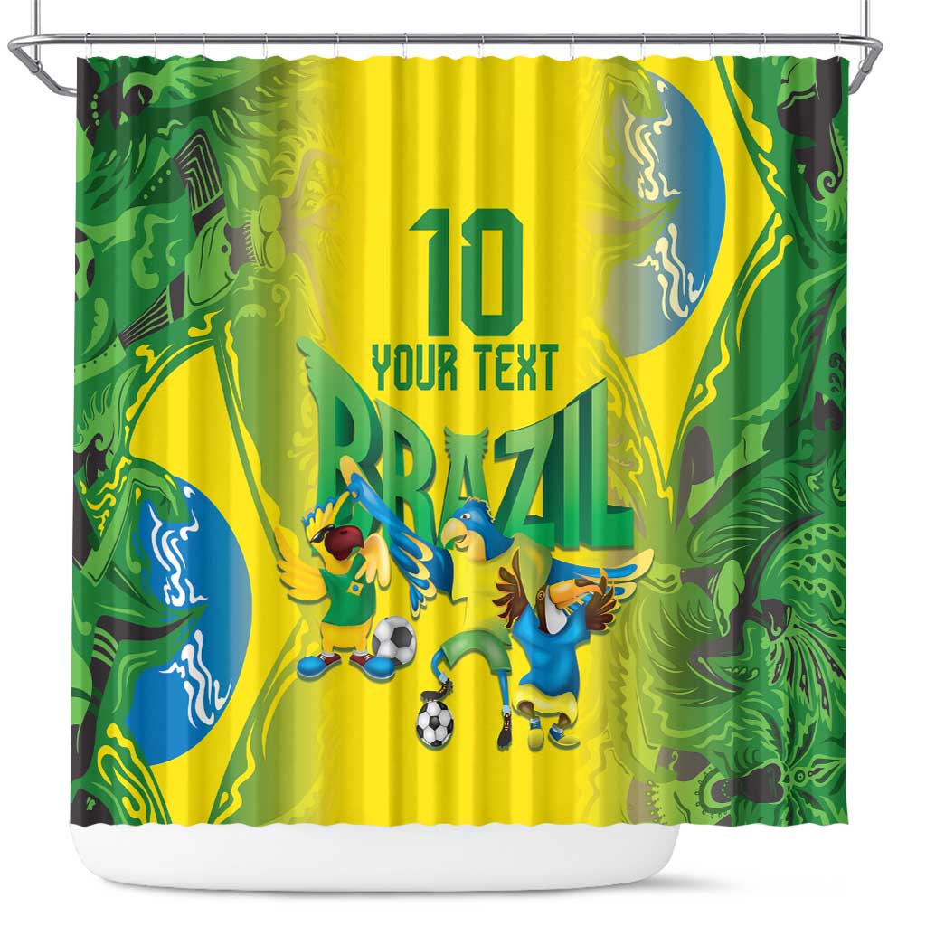 Brazil Football Custom Shower Curtain Brasil Birds Mascot Bora Brasil!