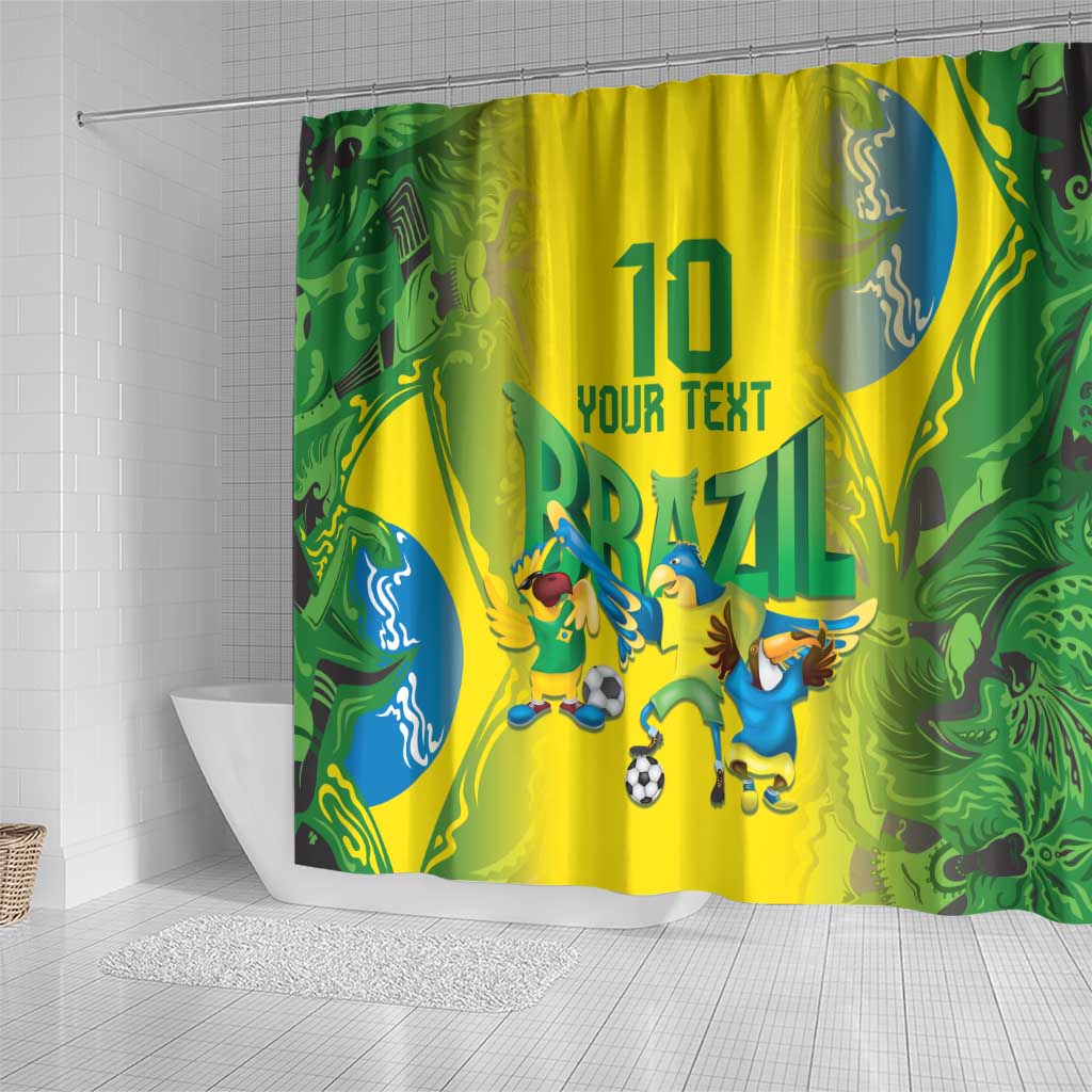 Brazil Football Custom Shower Curtain Brasil Birds Mascot Bora Brasil!