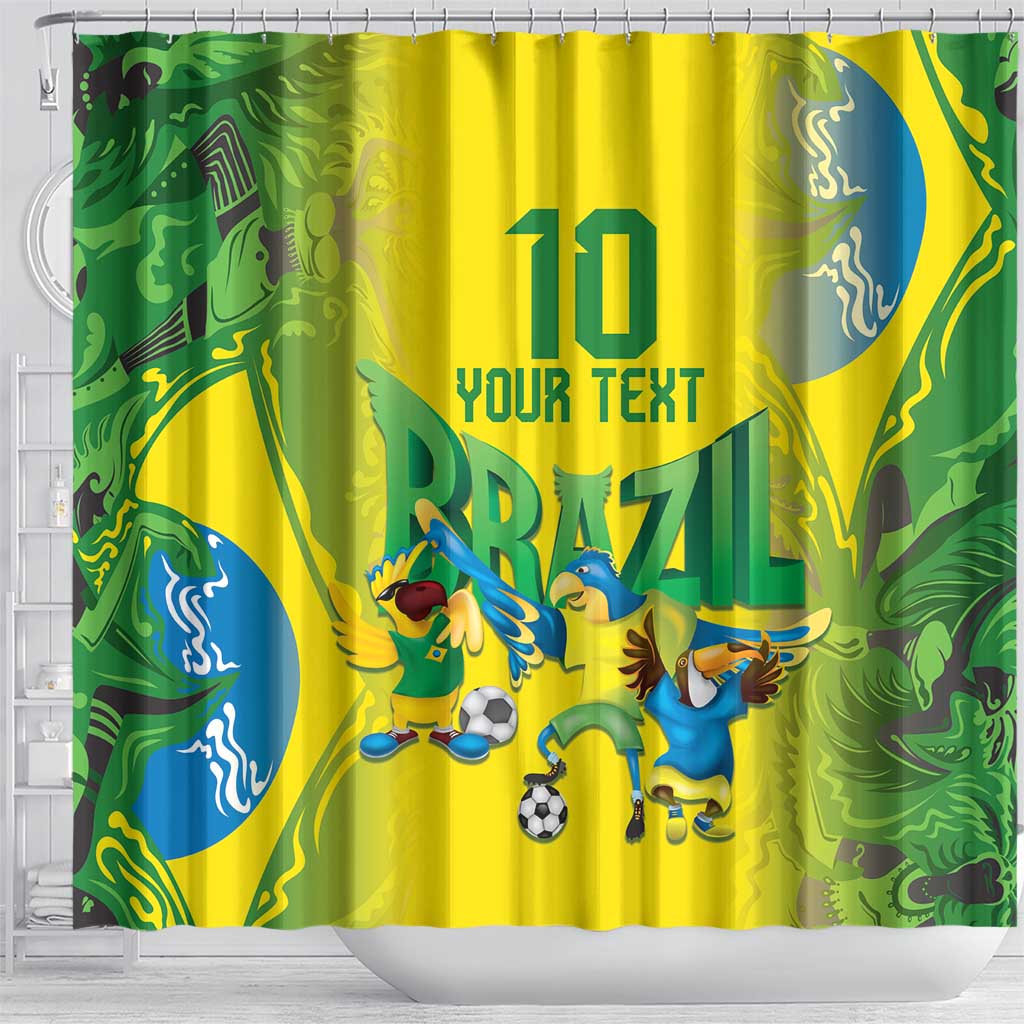 Brazil Football Custom Shower Curtain Brasil Birds Mascot Bora Brasil!