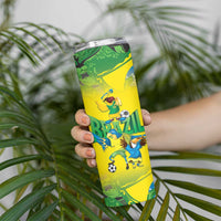 Brazil Football Custom Skinny Tumbler Brasil Birds Mascot Bora Brasil!