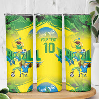 Brazil Football Custom Skinny Tumbler Brasil Birds Mascot Bora Brasil!