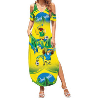 Brazil Football Custom Summer Maxi Dress Brasil Birds Mascot Bora Brasil!