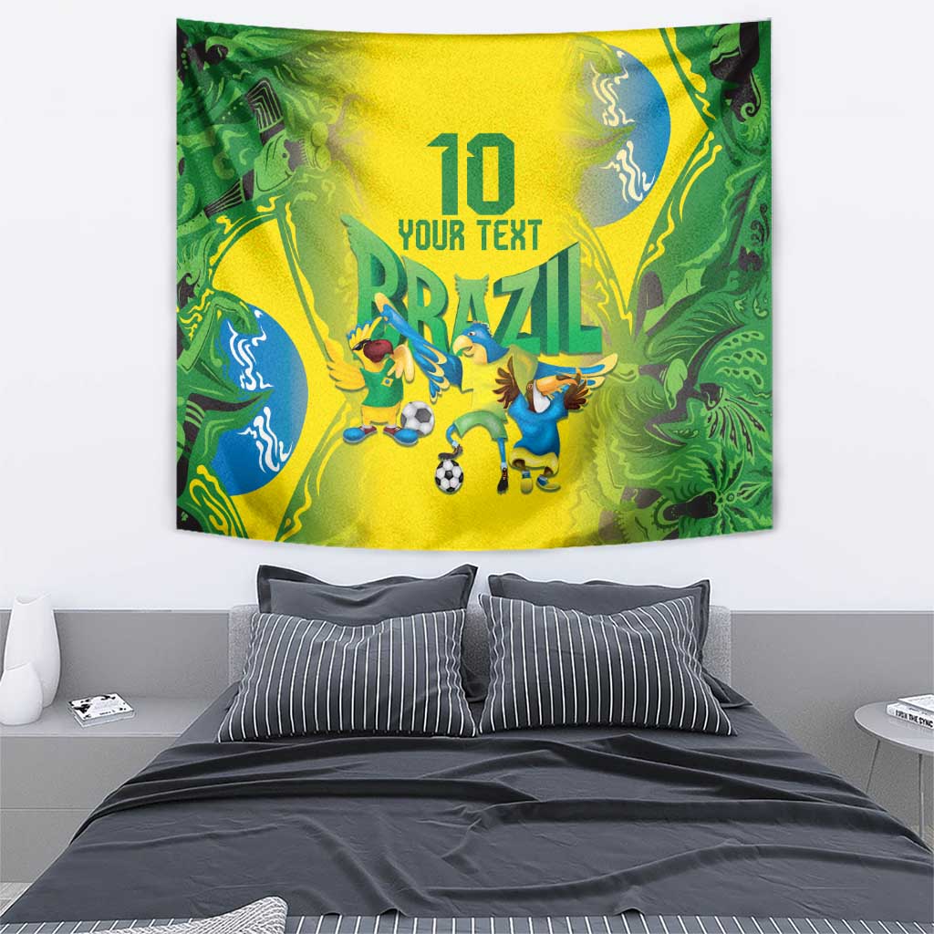 Brazil Football Custom Tapestry Brasil Birds Mascot Bora Brasil!