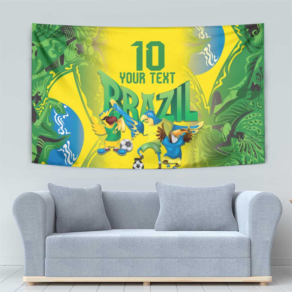 Brazil Football Custom Tapestry Brasil Birds Mascot Bora Brasil!