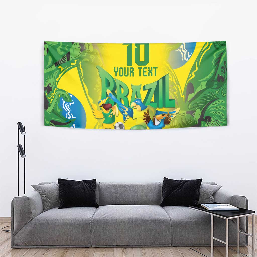 Brazil Football Custom Tapestry Brasil Birds Mascot Bora Brasil!