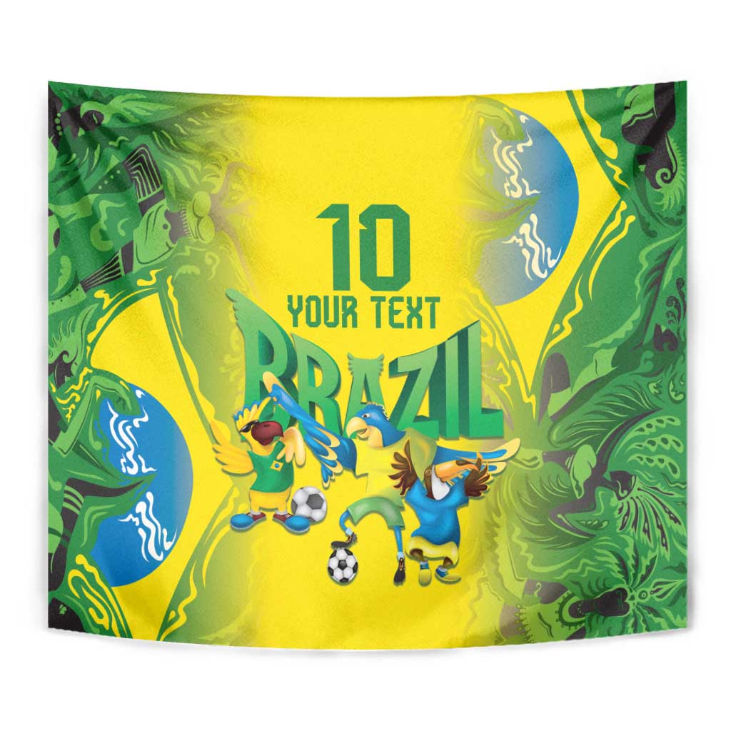 Brazil Football Custom Tapestry Brasil Birds Mascot Bora Brasil!