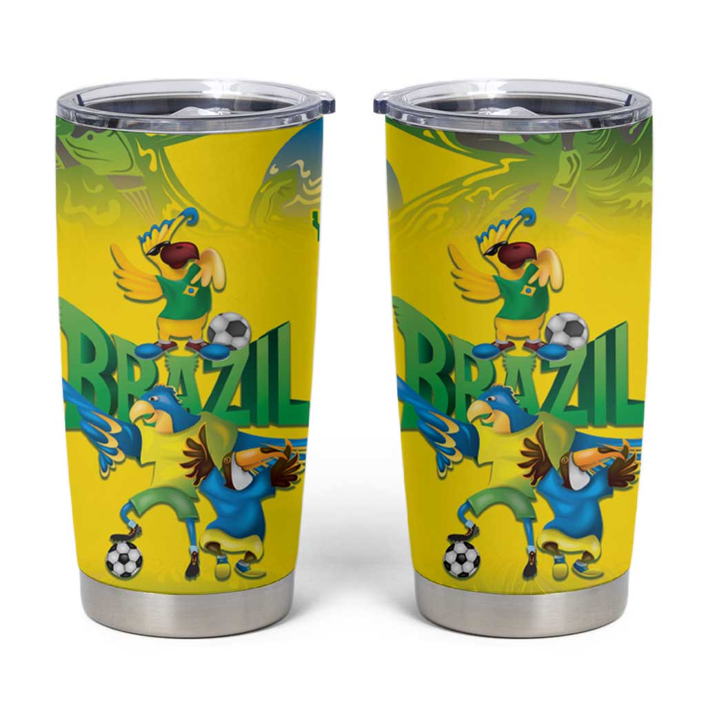 Brazil Football Custom Tumbler Cup Brasil Birds Mascot Bora Brasil!