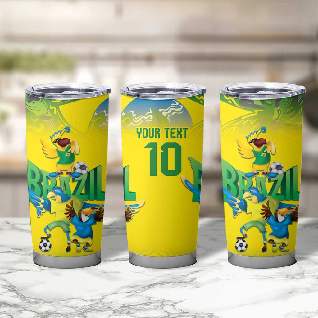 Brazil Football Custom Tumbler Cup Brasil Birds Mascot Bora Brasil!