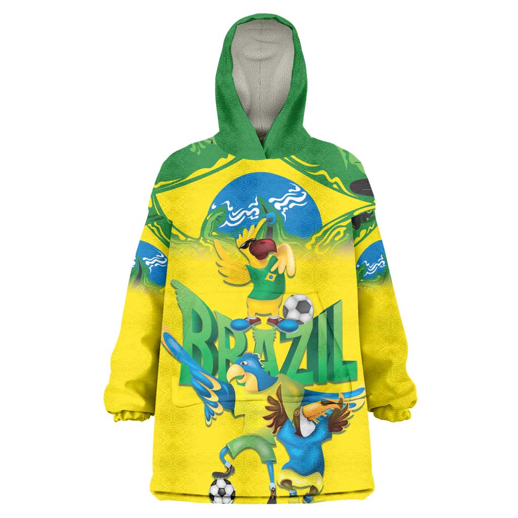 Brazil Football Custom Wearable Blanket Hoodie Brasil Birds Mascot Bora Brasil!