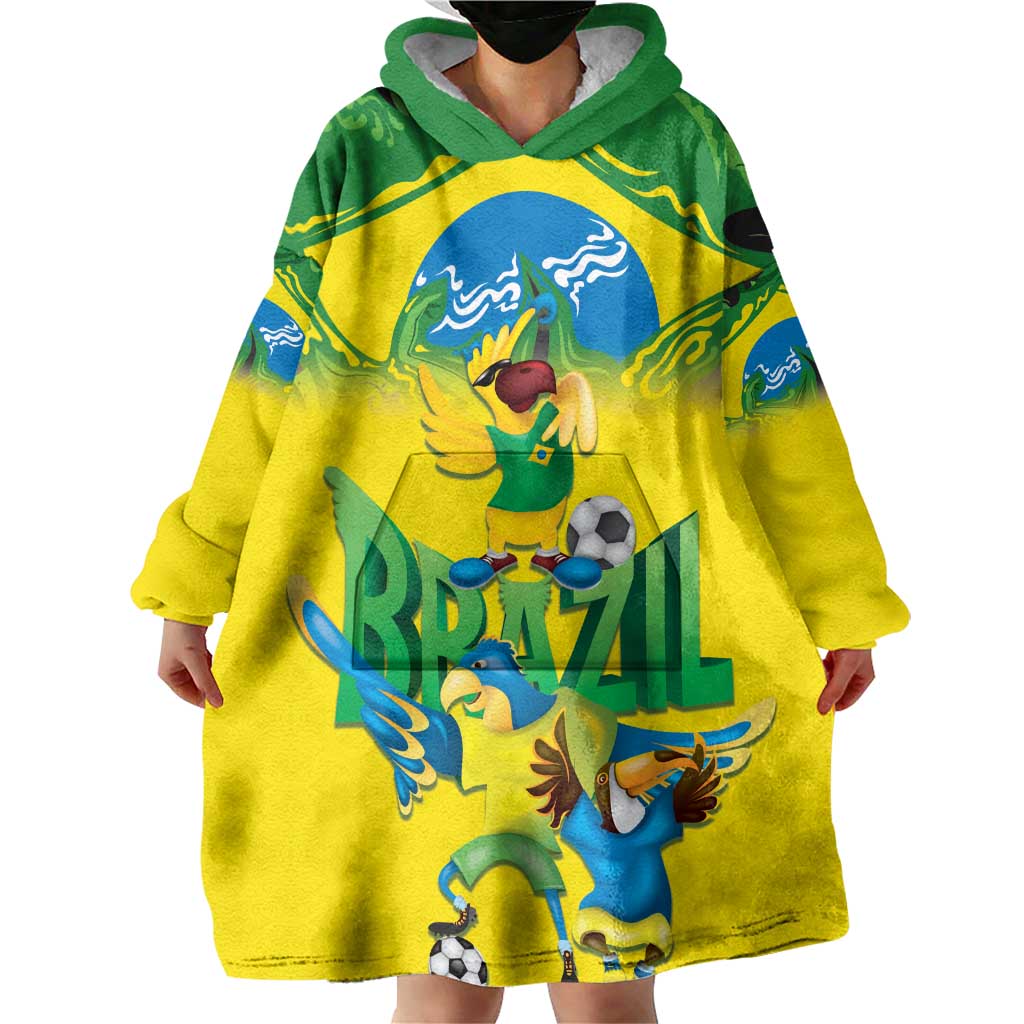 Brazil Football Custom Wearable Blanket Hoodie Brasil Birds Mascot Bora Brasil!