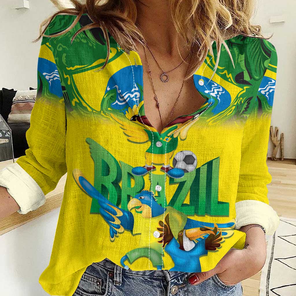 Brazil Football Custom Women Casual Shirt Brasil Birds Mascot Bora Brasil!