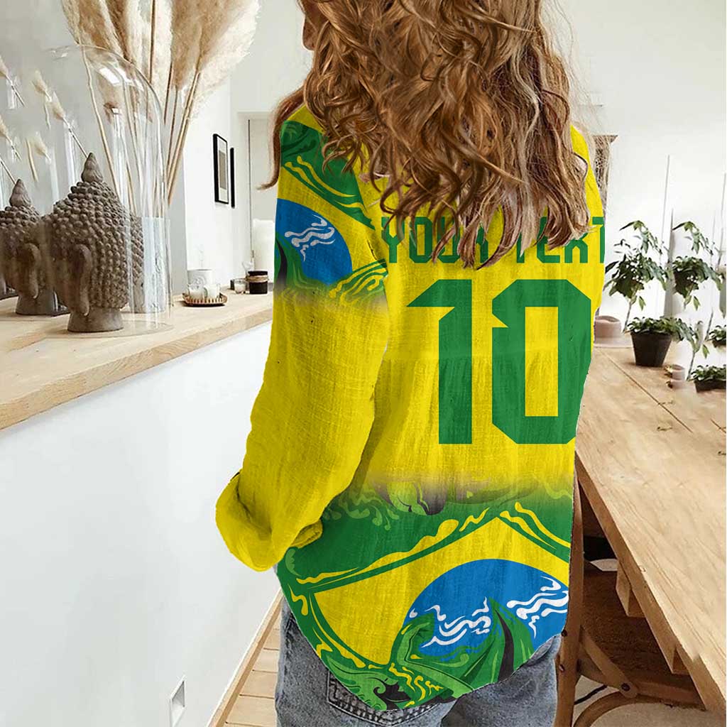 Brazil Football Custom Women Casual Shirt Brasil Birds Mascot Bora Brasil!