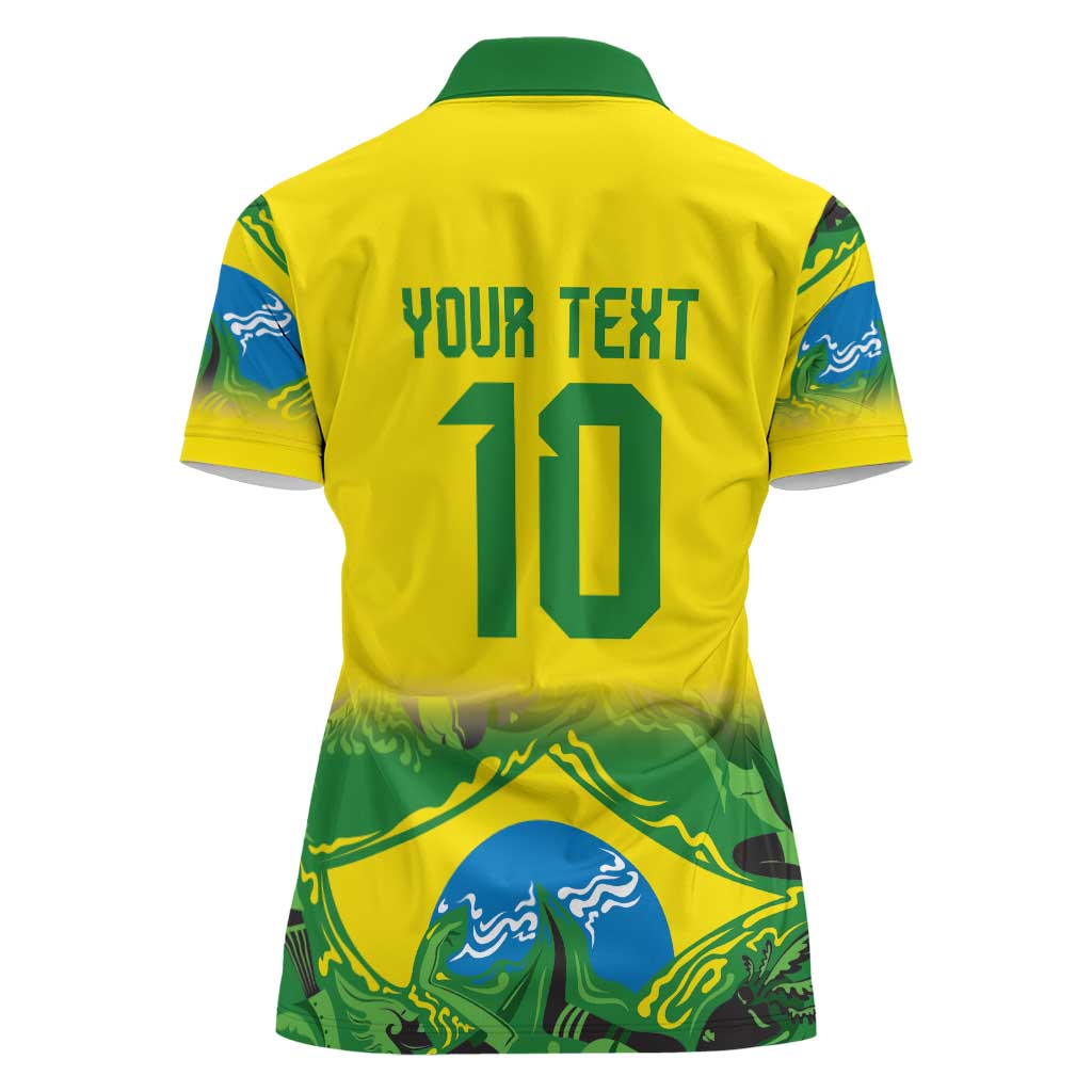 Brazil Football Custom Women Polo Shirt Brasil Birds Mascot Bora Brasil!