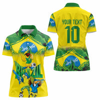 Brazil Football Custom Women Polo Shirt Brasil Birds Mascot Bora Brasil!