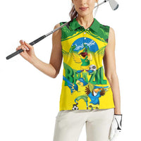 Brazil Football Custom Women Sleeveless Polo Shirt Brasil Birds Mascot Bora Brasil!