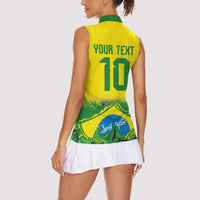 Brazil Football Custom Women Sleeveless Polo Shirt Brasil Birds Mascot Bora Brasil!