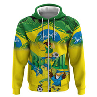 Brazil Football Custom Zip Hoodie Brasil Birds Mascot Bora Brasil!