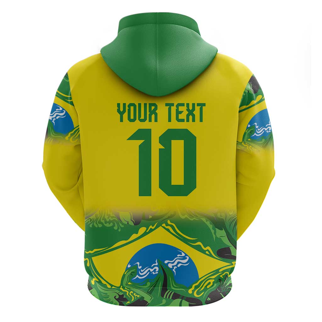 Brazil Football Custom Zip Hoodie Brasil Birds Mascot Bora Brasil!
