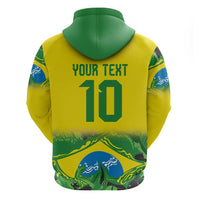 Brazil Football Custom Zip Hoodie Brasil Birds Mascot Bora Brasil!