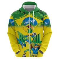Brazil Football Custom Zip Hoodie Brasil Birds Mascot Bora Brasil!
