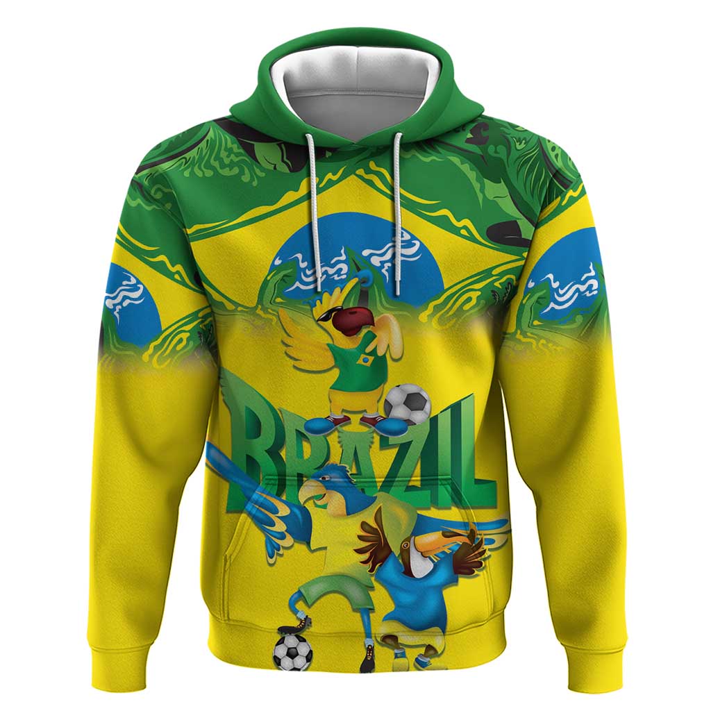 Brazil Football Custom Zip Hoodie Brasil Birds Mascot Bora Brasil!
