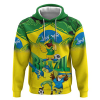 Brazil Football Custom Zip Hoodie Brasil Birds Mascot Bora Brasil!