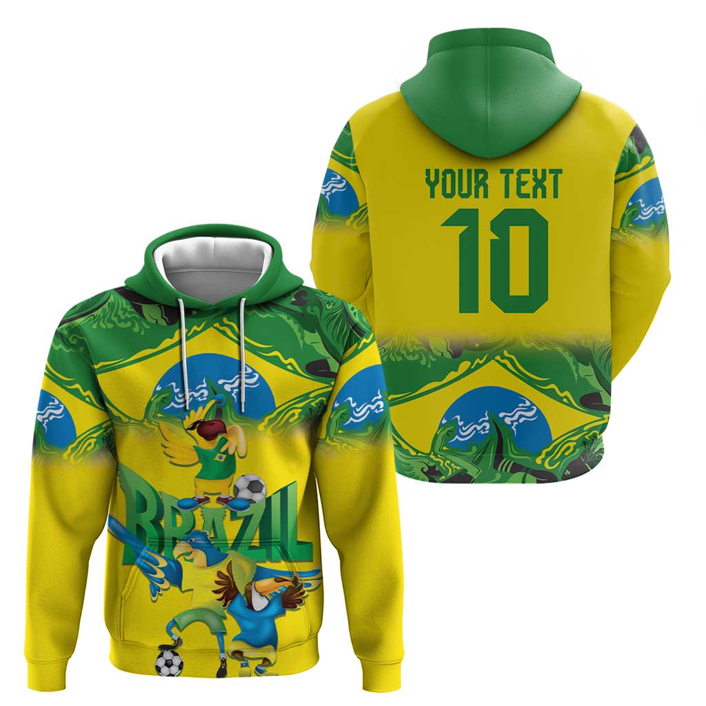 Brazil Football Custom Zip Hoodie Brasil Birds Mascot Bora Brasil!